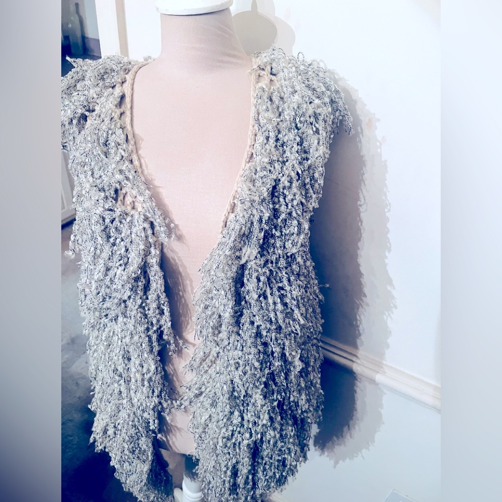 Crochet Vest with Fringe- Size Large